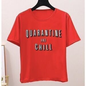 Quarantine and chill girls small tshirt